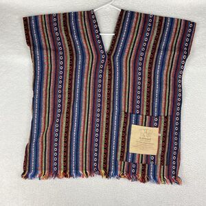 Elephant Jungle Sanctuary Poncho Size XL Striped Boho Hippie Aztec‎ Pullover